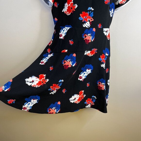Vince Camuto Womens FLORAL Fit Flare Dress Size 10 Multicolor Short Sleeve Knit - Picture 5 of 13
